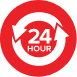 Icon indicating 24 hour service